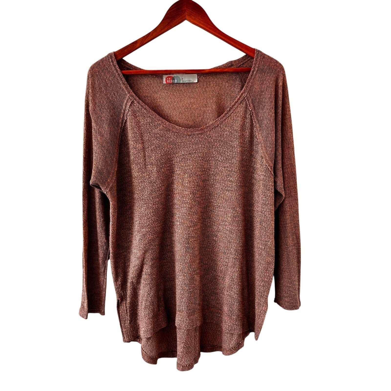 Fp Beach Open Knit Tunic Top Womens Size S Scoop Neck Lightweight Boho
